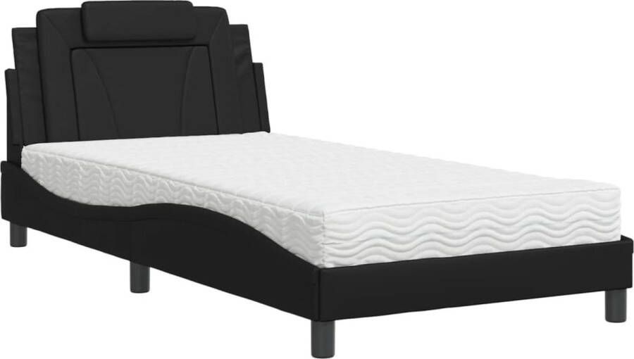 VidaXL Bed Viana met matras kunstleer zwart 100x200 cm - Foto 4