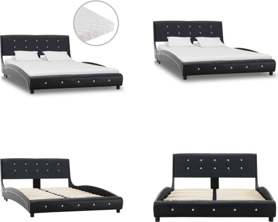 VidaXL Bed met matras kunstleer zwart 120x200 cm Bed Bedden Tweepersoonsbed Tweepersoonsbedden