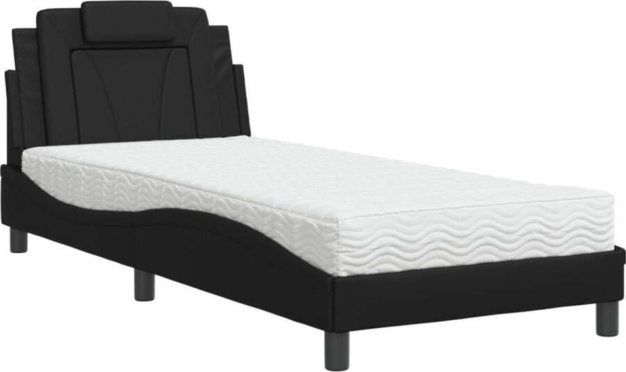 VidaXL Bed Viana met matras kunstleer zwart 90x200 cm - Foto 3