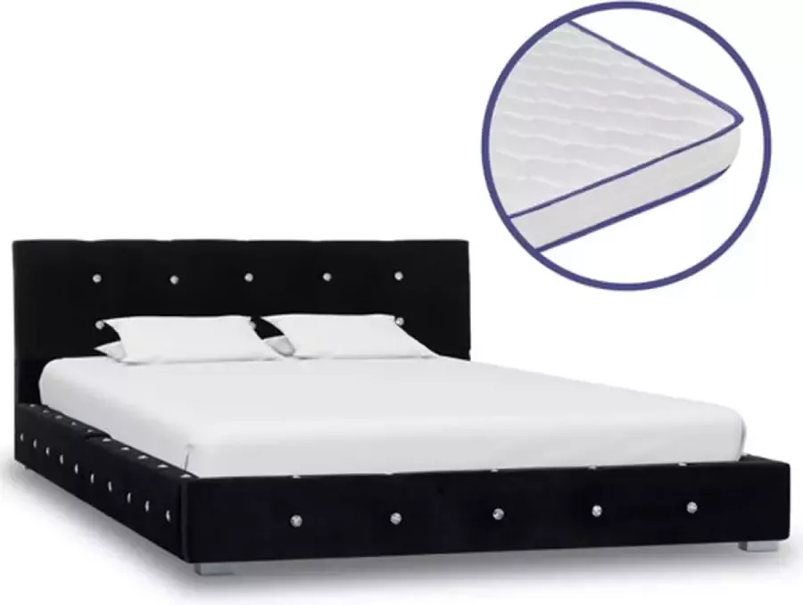 VidaXL Bed met traagschuim matras fluweel zwart 120x200 cm - Foto 1