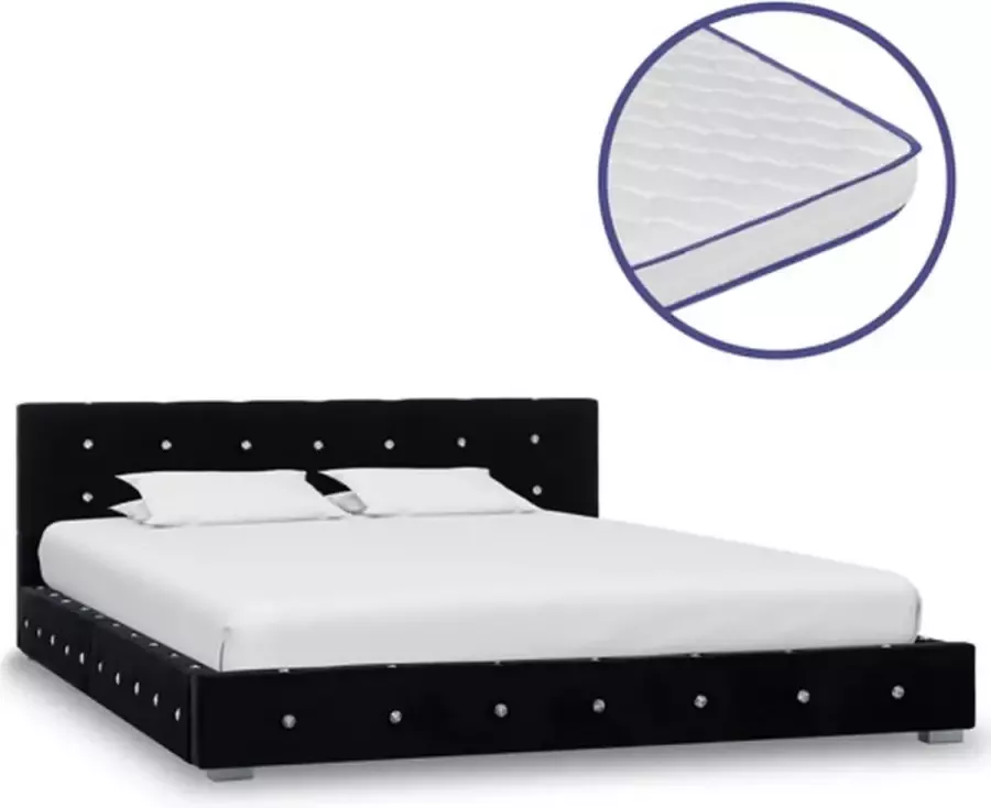VIDAXL Bed met traagschuim matras fluweel zwart 140x200 cm - Foto 2