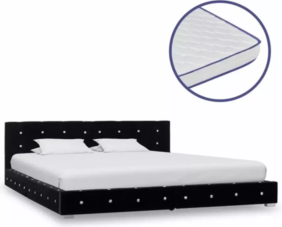 VIDAXL Bed met traagschuim matras fluweel zwart 160x200 cm