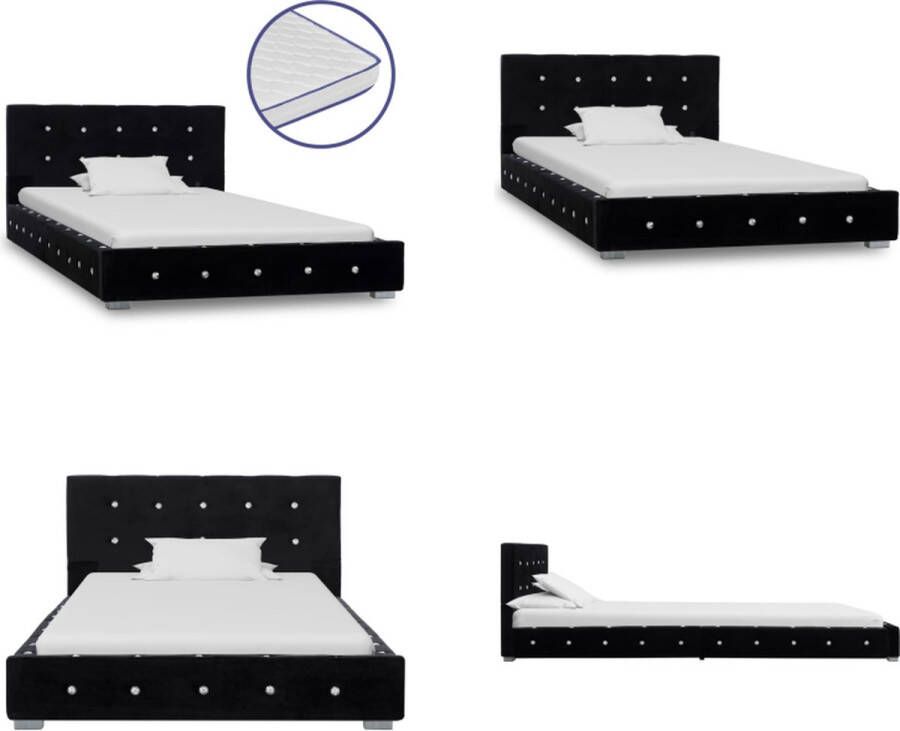 VidaXL Bed met traagschuim matras fluweel zwart 90x200 cm Bed Bedden Eenpersoonsbed Eenpersoonsbedden
