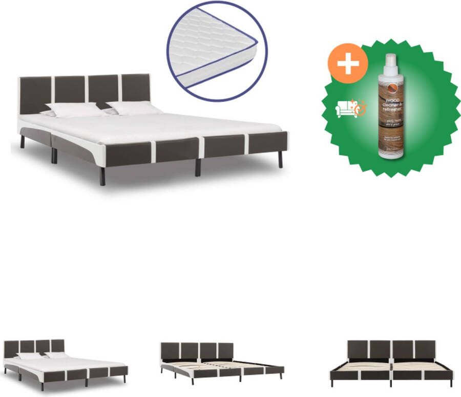 VidaXL Bed met traagschuim matras kunstleer 180x200 cm Bed Inclusief Houtreiniger en verfrisser