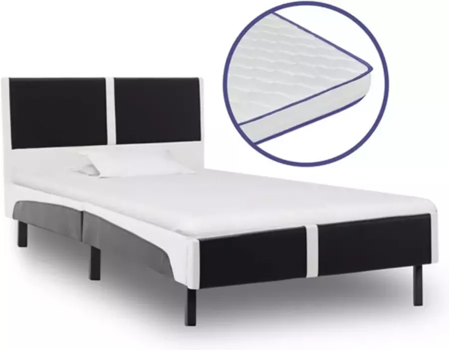 VidaXL -Bed-met-traagschuim-matras-kunstleer-90x200-cm