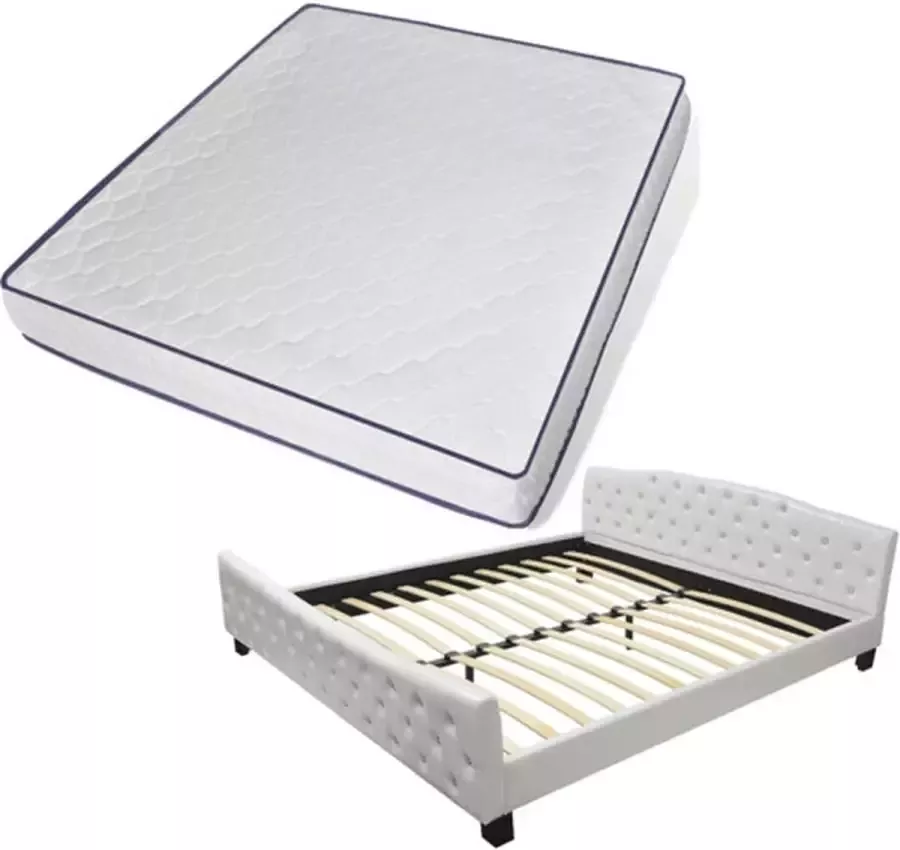 VIDAXL Bed met traagschuim matras kunstleer wit 180x200 cm - Foto 2