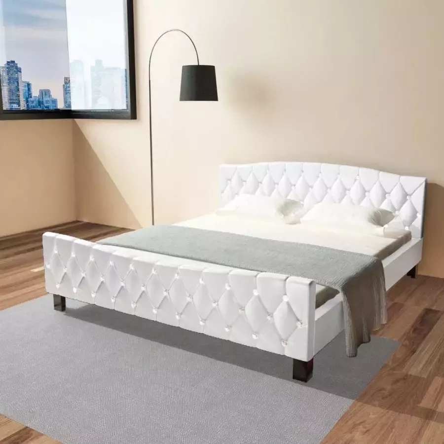 VIDAXL Bed met traagschuim matras kunstleer wit 180x200 cm - Foto 1
