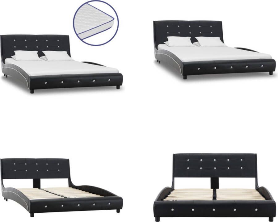 vidaXL Bed met traagschuim matras kunstleer zwart 120x200 cm Bed Bedden Tweepersoonsbed Tweepersoonsbedden