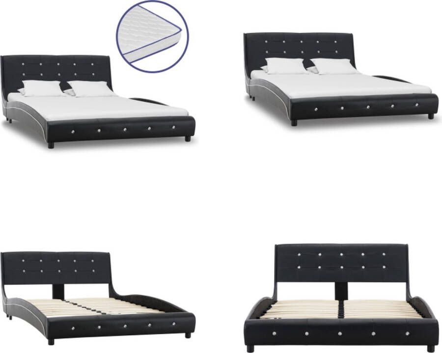 VidaXL Bed met traagschuim matras kunstleer zwart 120x200 cm Bed Bedden Tweepersoonsbed Tweepersoonsbedden