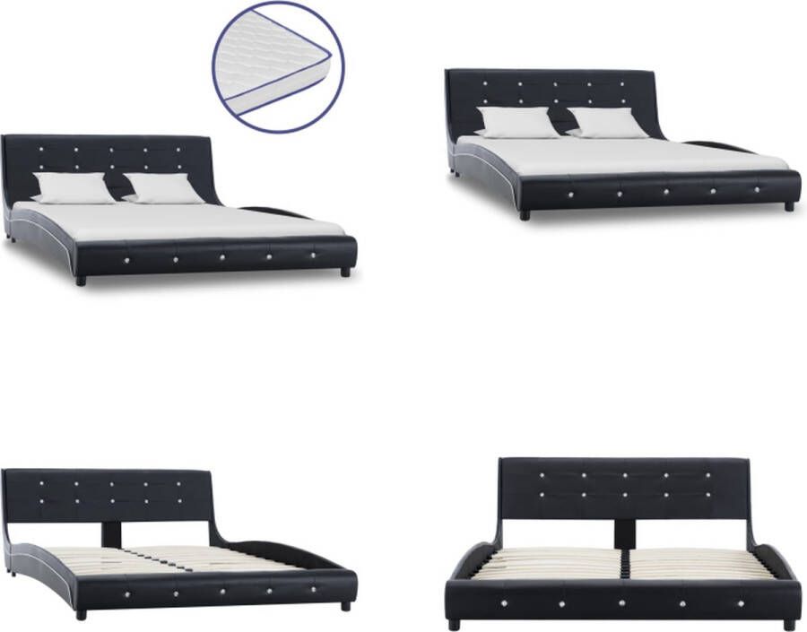 VidaXL Bed met traagschuim matras kunstleer zwart 140x200 cm Bed Bedden Tweepersoonsbed Tweepersoonsbedden