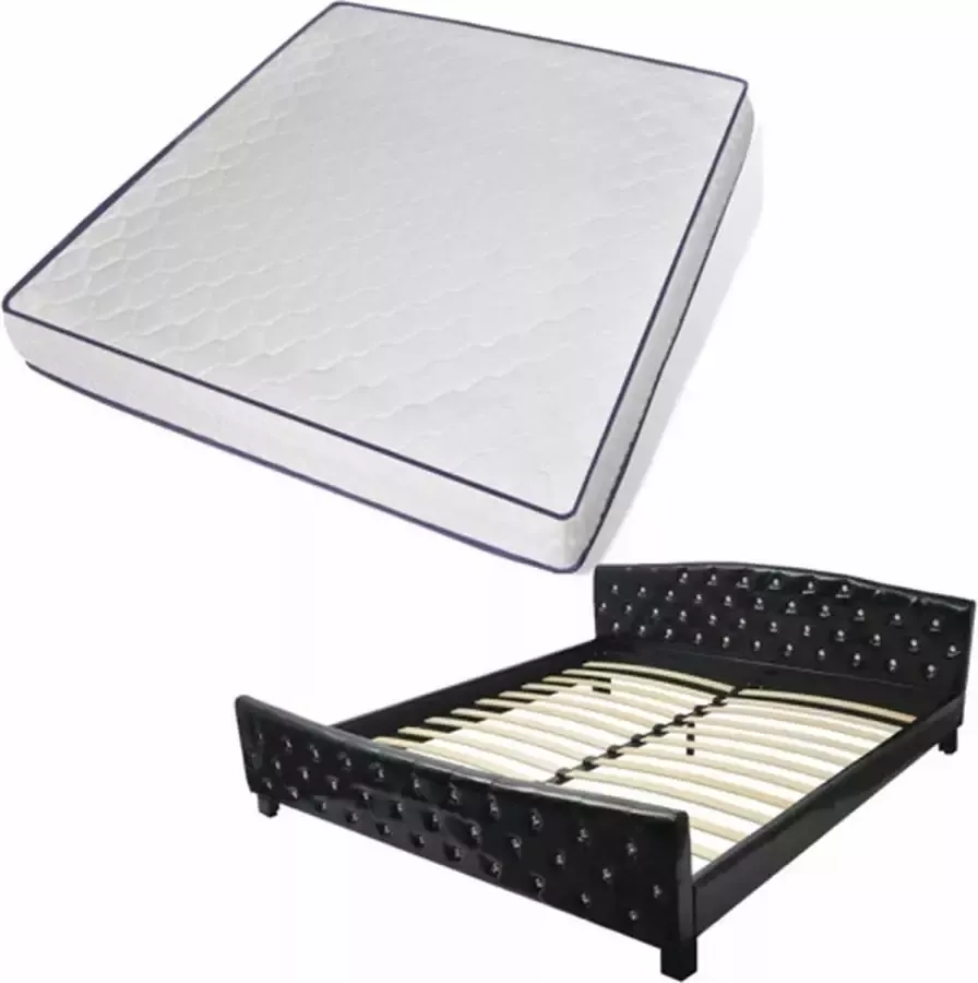 VIDAXL Bed met traagschuim matras kunstleer zwart 180x200 cm - Foto 2