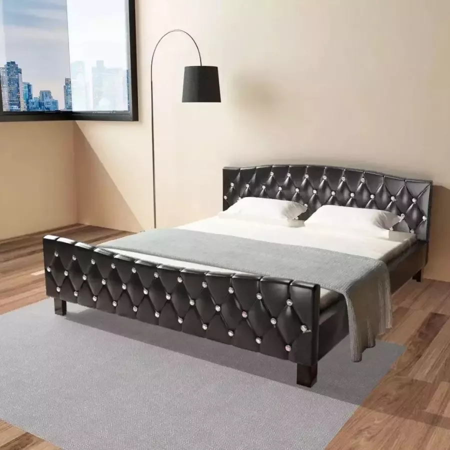 VIDAXL Bed met traagschuim matras kunstleer zwart 180x200 cm