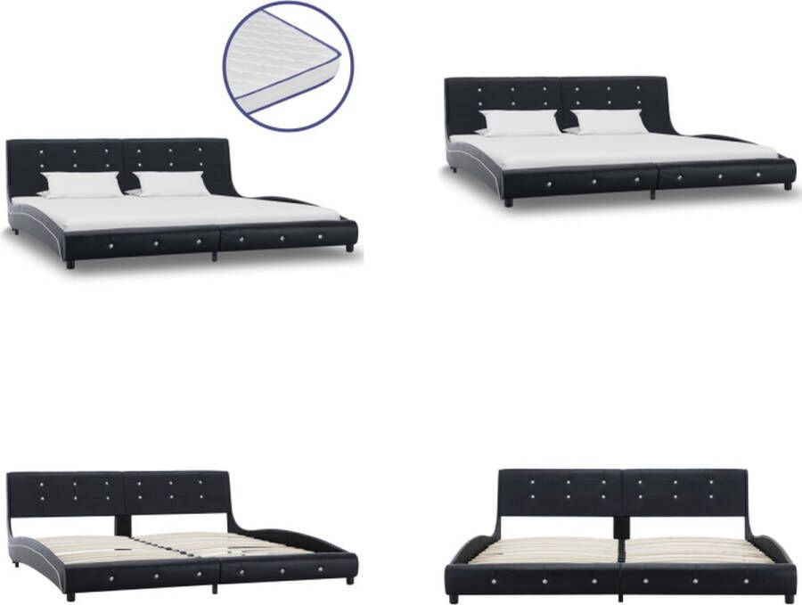 VidaXL Bed met traagschuim matras kunstleer zwart 180x200 cm Bed Bedden Tweepersoonsbed Tweepersoonsbedden