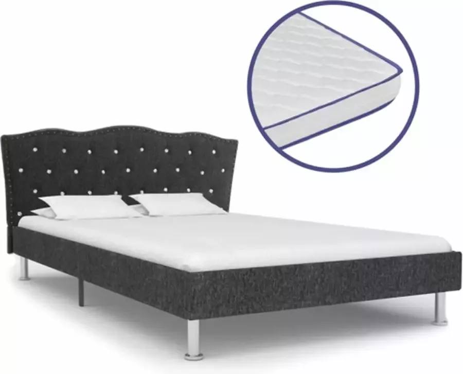 VIDAXL Bed met traagschuim matras stof donkergrijs 120x200 cm