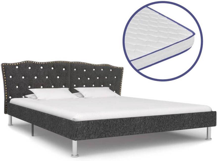 VIDAXL Bed met traagschuim matras stof donkergrijs 160x200 cm