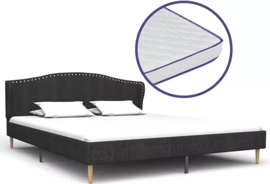 VIDAXL Bed met traagschuim matras stof donkergrijs 160x200 cm