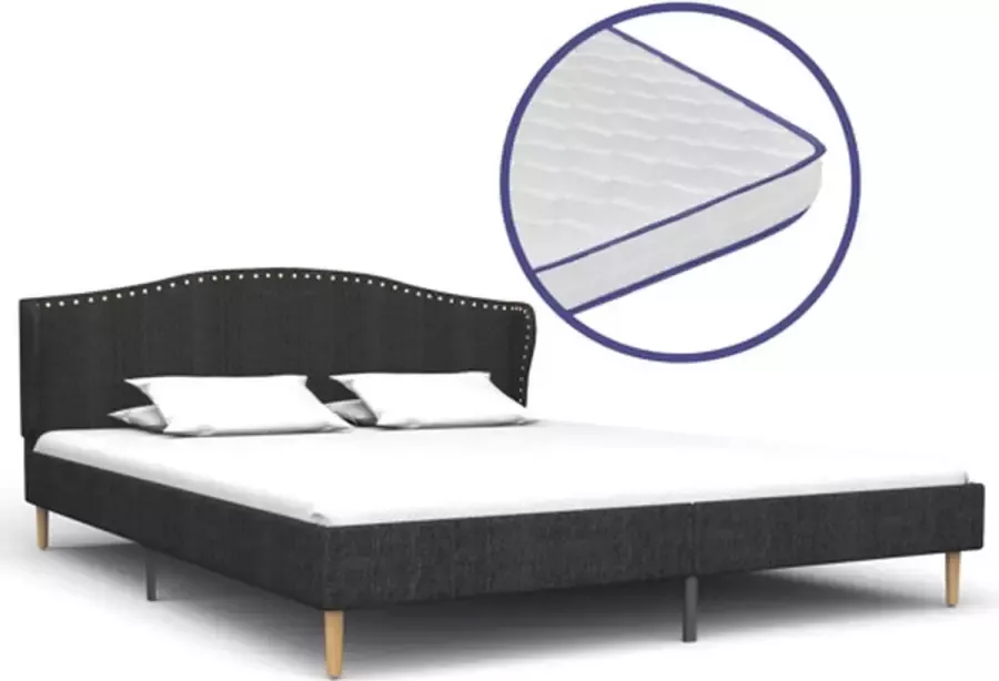 VIDAXL Bed met traagschuim matras stof donkergrijs 180x200 cm
