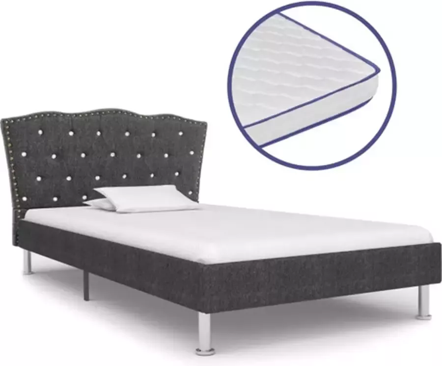 VIDAXL Bed met traagschuim matras stof donkergrijs 90x200 cm