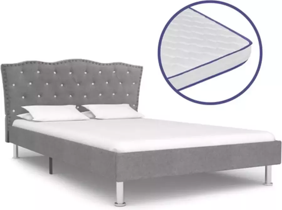 VIDAXL Bed met traagschuim matras stof lichtgrijs 120x200 cm