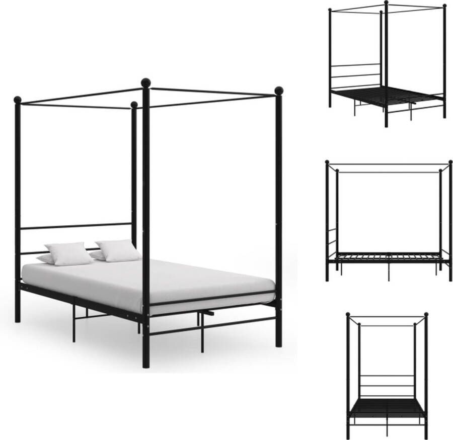 VidaXL Bedframe Bed Frame Bed Frames Hemelbedframe metaal zwart 140x200 cm