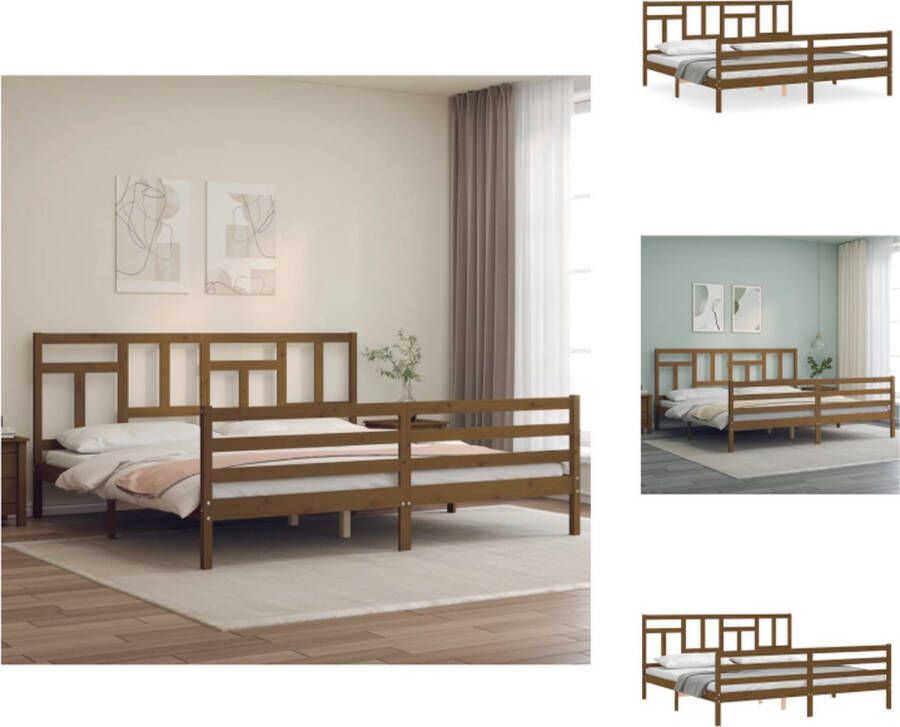 VidaXL Bed Pine Bedframe 205.5 x 205.5 x 100 cm Honey Brown Bed