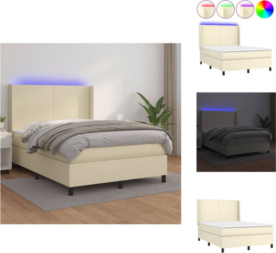 VidaXL Bed s Boxspring 140x200 cm Kunstleer LED Bed