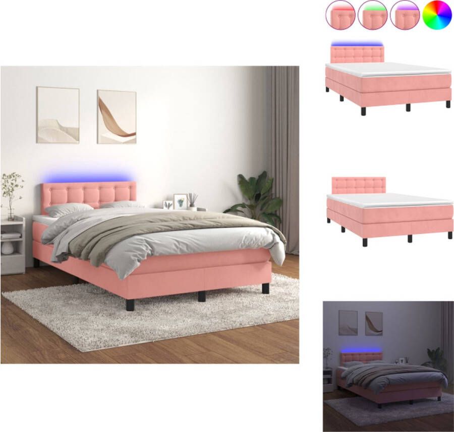 VidaXL Bed Serene Roze Boxspring 120x200 LED Bed
