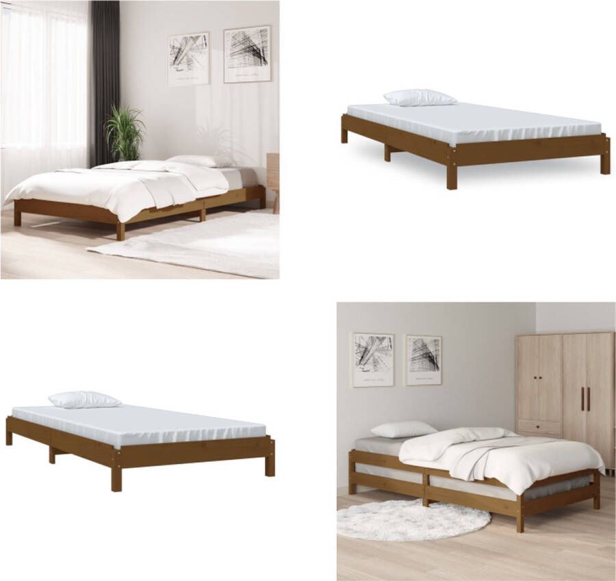 VidaXL Bed stapelbaar 75x190 cm massief grenenhout honingbruin Stapelbaar Bed Stapelbare Bedden Slaapmeubel Bedframe