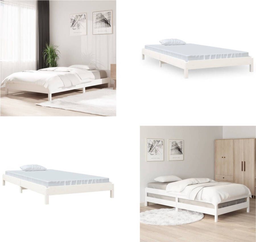 VidaXL Bed stapelbaar 80x200 cm massief grenenhout wit Stapelbaar Bed Stapelbare Bedden Slaapmeubel Bedframe