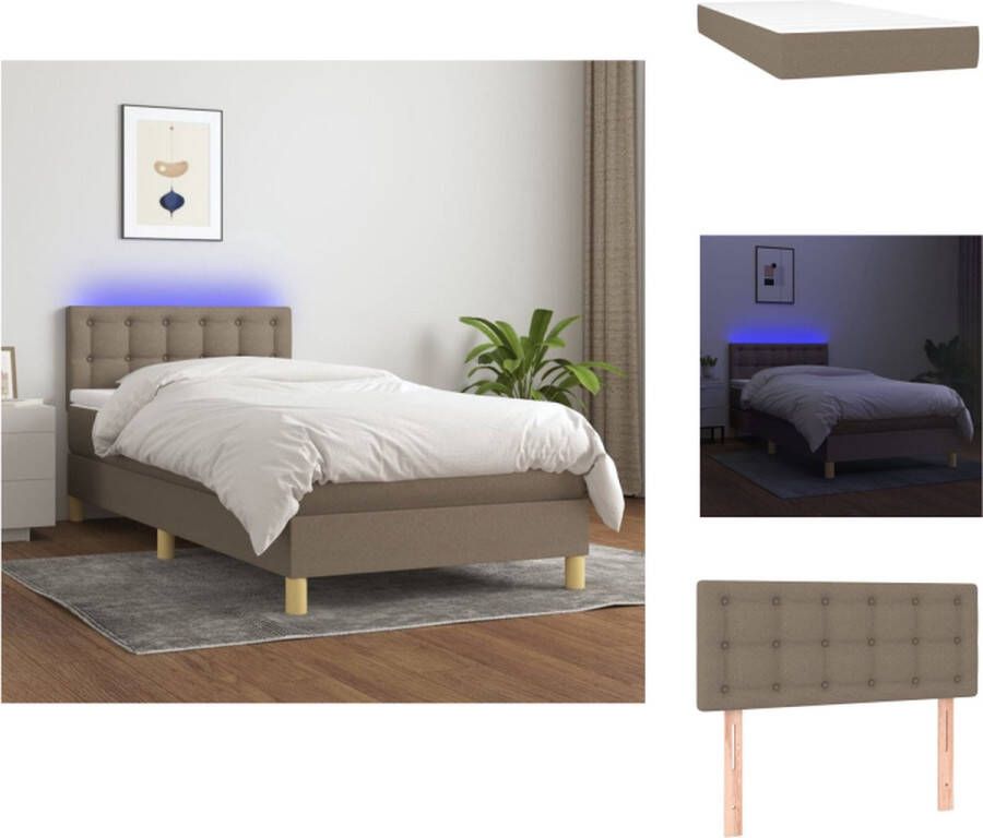 VidaXL Bed Taupe Boxspring 80x200 cm Met LED Bed