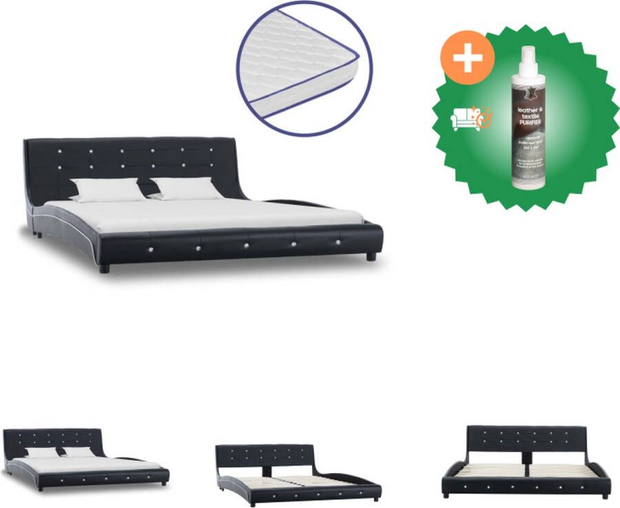 VidaXL Bed Vimea Bedframe 223 x 165 x 69.5 cm Traagschuim matras 200 x 160 x 17 cm Bed Inclusief Reiniger