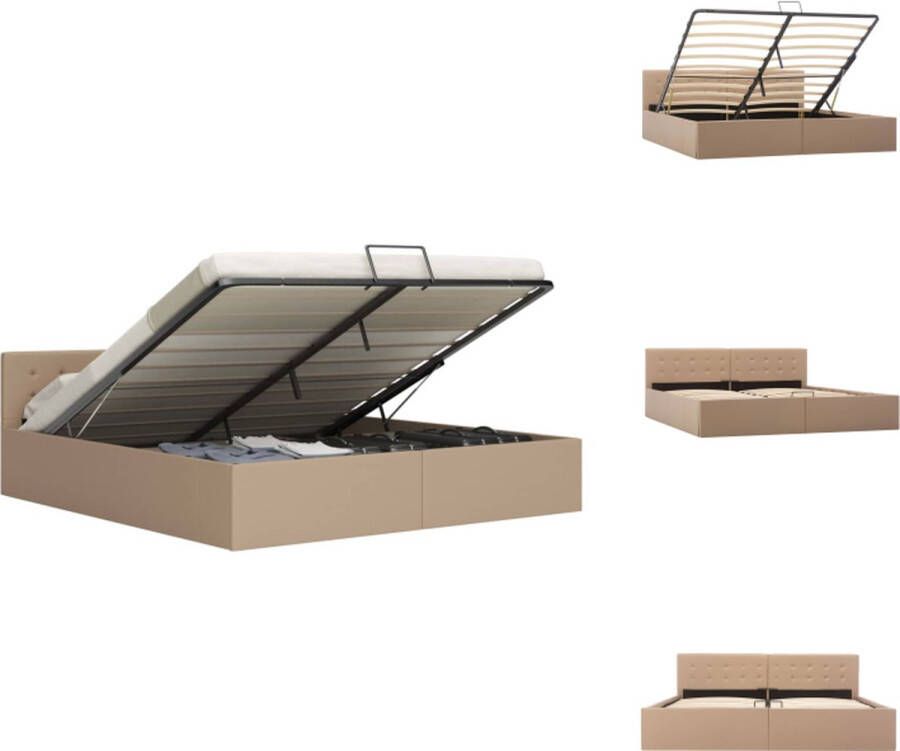 VidaXL Bedframe Bedframes Bed Bedden Bedframe met opslag hydraulisch kunstleer cappuccino 180x200 cm