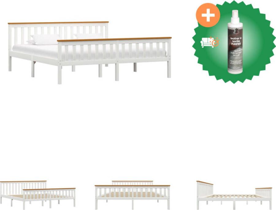 VidaXL Bed Vuren Grenen Eiken Bruin Wit 208x188x82 cm Modern Ontwerp Bed Inclusief Reiniger