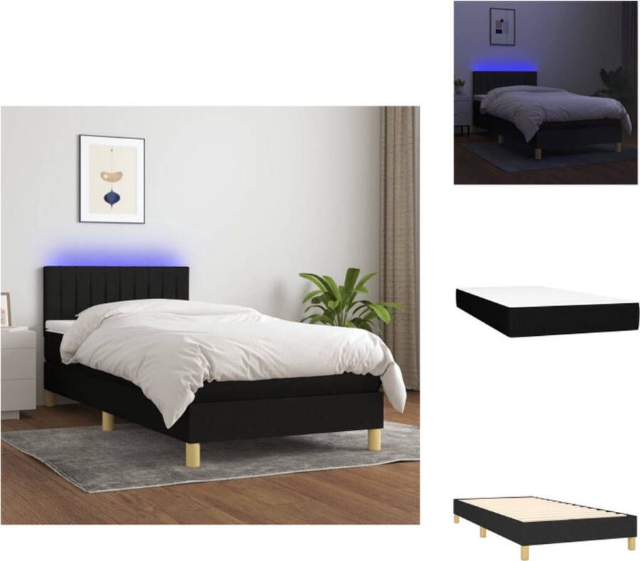 VidaXL Boxspring LED 193 x 90 x 78 88 cm Duurzaam materiaal Verstelbaar hoofdbord Kleurrijke LED-verlichting Pocketvering matras Huidvriendelijk topmatras Bed - Foto 3