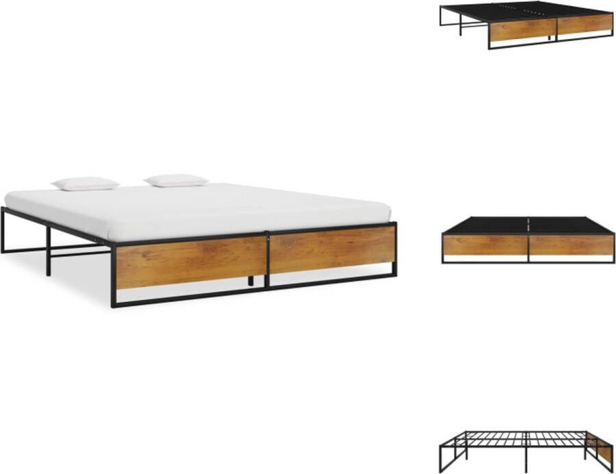 VidaXL Bed Zwart Gepoedercoat metaal en melaminegecoat MDF 164x208x32.5 cm 160x200 cm (B x L) Lattenbodem Bed