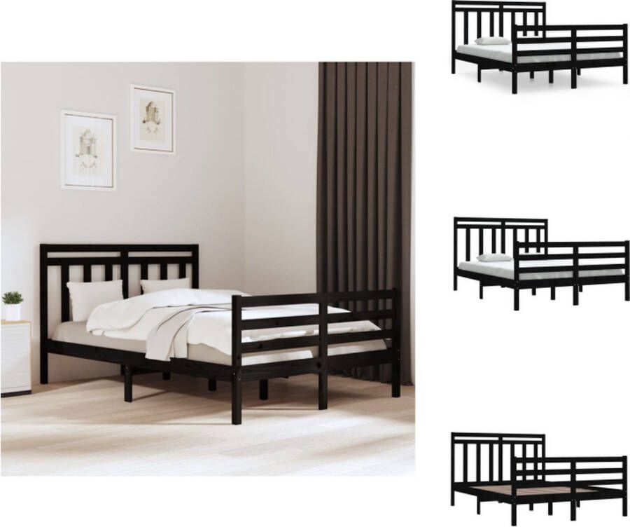 VidaXL Bed Zwarte Grenenhouten Bedframe 195.5 x 145.5 x 69.5 cm massief grenenhout Bed