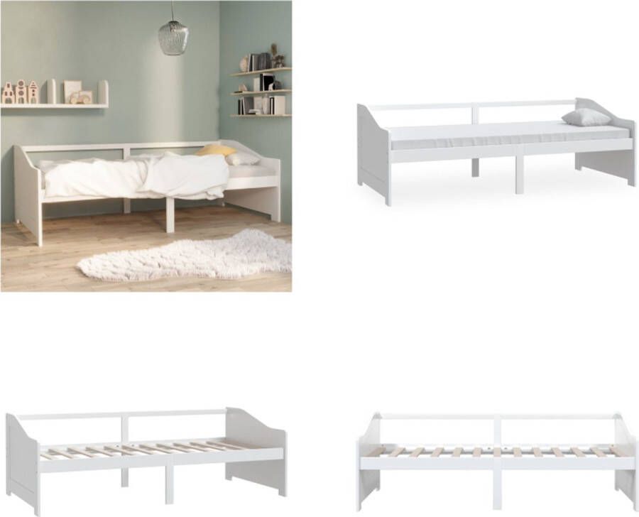 VidaXL Bedbank 3-zits massief grenenhout 90x200 cm wit Bedbank Bedbanken Bed Bank Bed Banken