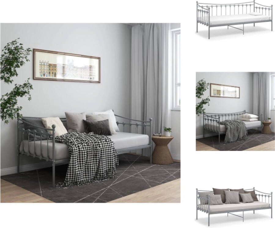 VidaXL Bedbankframe Bedbankframes Slaapbankframe Slaapbankframes Slaapbankframe metaal grijs 90x200 cm - Foto 4