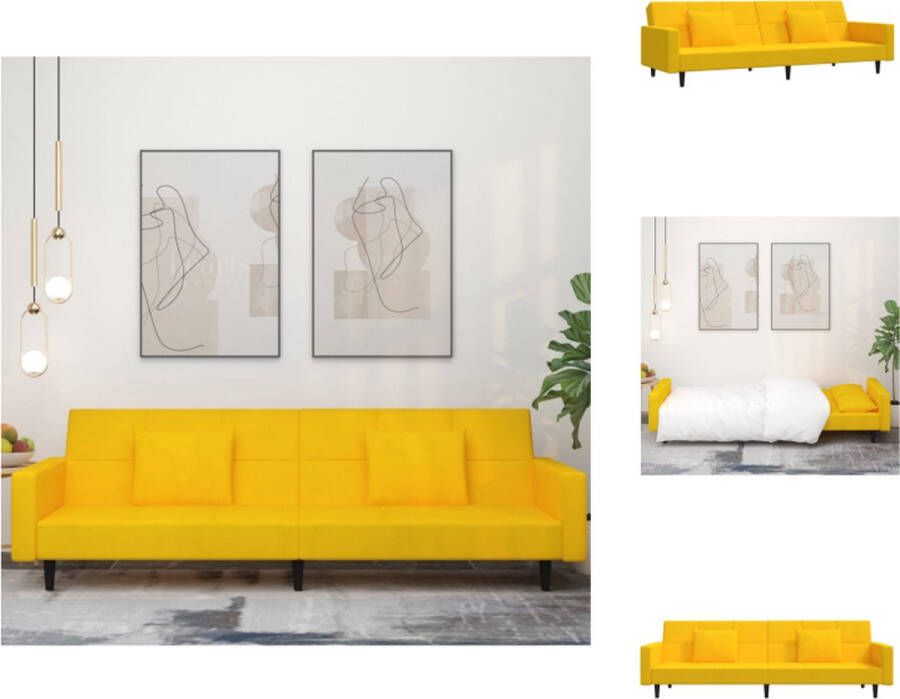VidaXL Bedbank fluweel geel 220 x 84.5 x 69 cm om te bouwen tot bed Bank