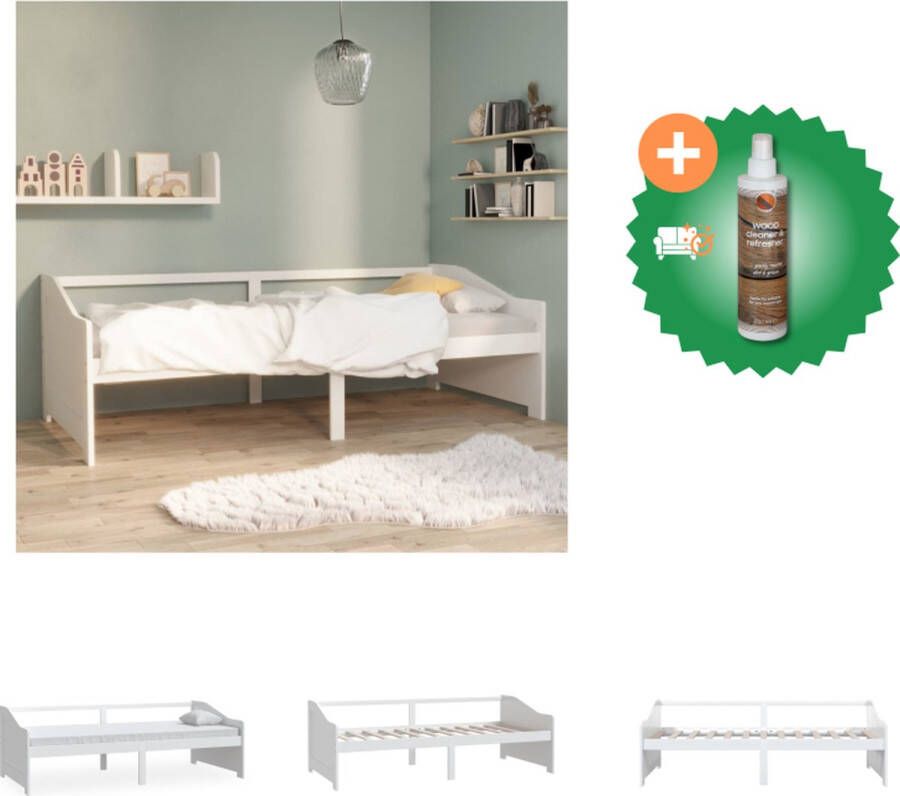 VidaXL Bedbank Grenenhout Wit 204 x 98 x 66 cm Logeerbed en bank Geschikte matras- 90 x 200 cm Montage vereist Bed Inclusief Houtreiniger en verfrisser