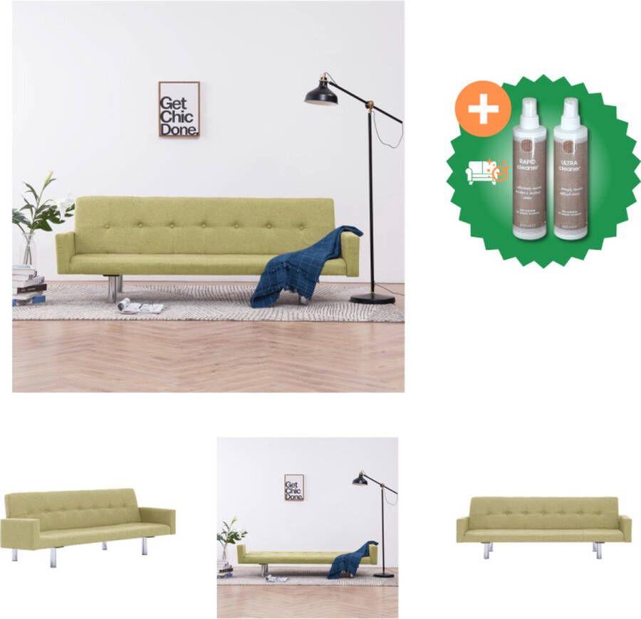 VidaXL Bedbank Groen 184x77.5cm Houten Frame Verchroomde Poten Bank Inclusief Onderhoudsset