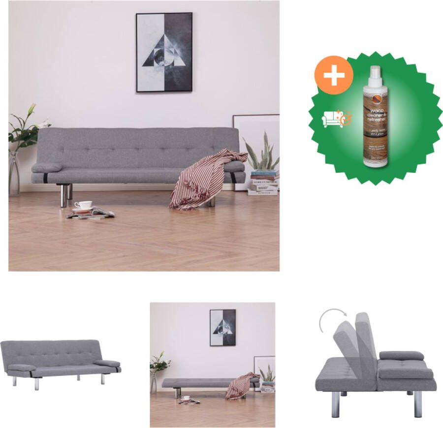 VidaXL Bedbank Lichtgrijs Houten frame 168 x 77 cm 3 verstelbare posities Bank Inclusief Houtreiniger en verfrisser