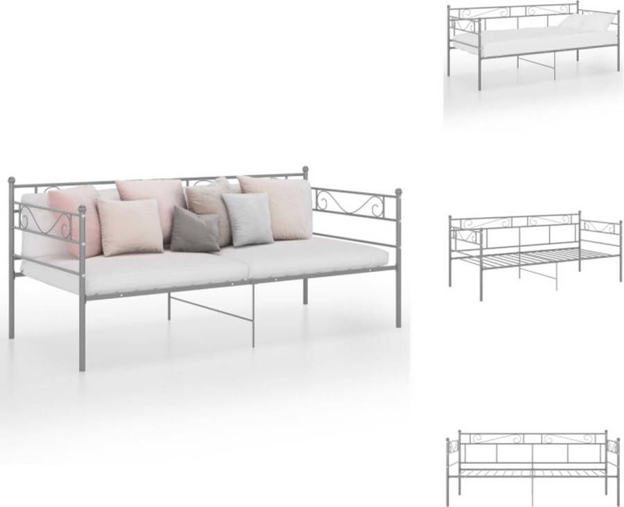 VidaXL Bedbank Lyon Slaapbank Grijs 206.5 x 95 x 89.5 cm Metalen constructie Bed