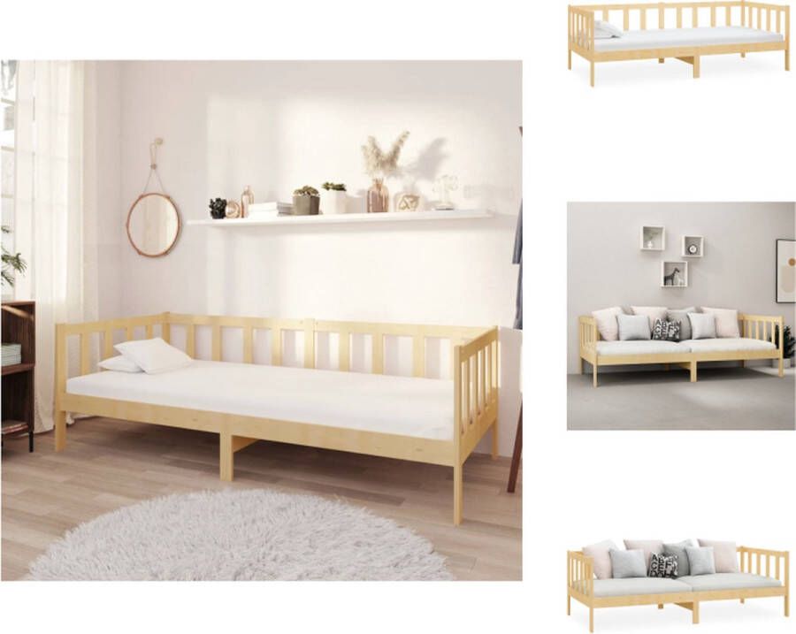 VidaXL Bedbank Massief grenenhout 203 x 98 x 66 cm Logeerbed en bank Geschikte matras 90 x 200 cm Montage vereist Bed - Foto 2