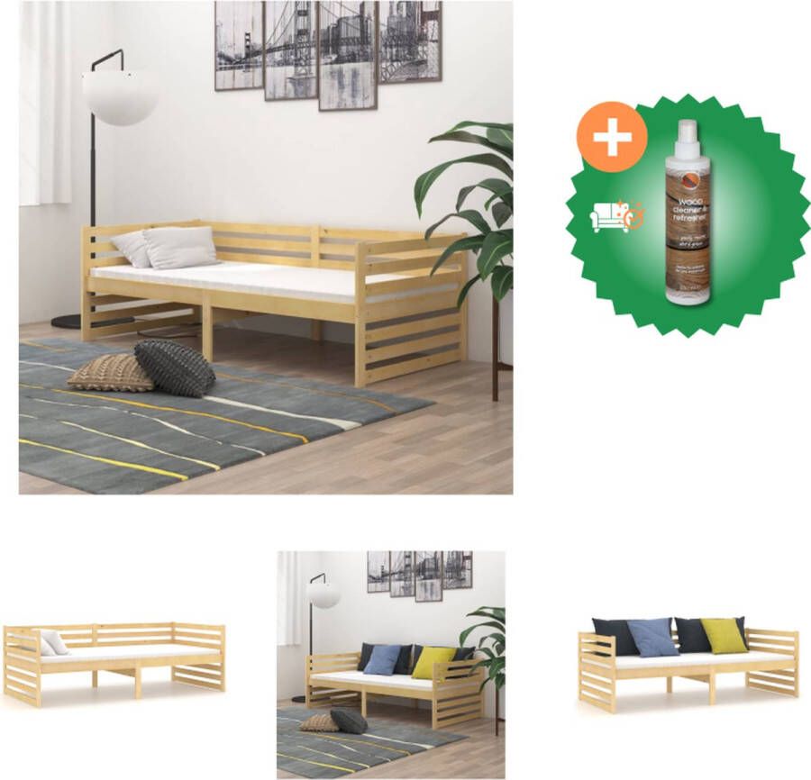 vidaXL Bedbank massief grenenhout 90x200 cm Bed Inclusief Houtreiniger en verfrisser