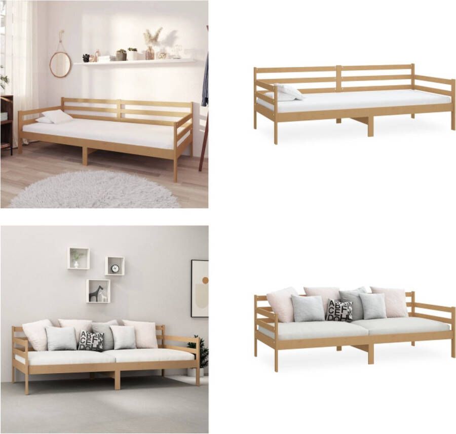 VidaXL Bedbank massief grenenhout honingbruin 90x200 cm Bedbank Bedbanken Bed Bank Bed Banken