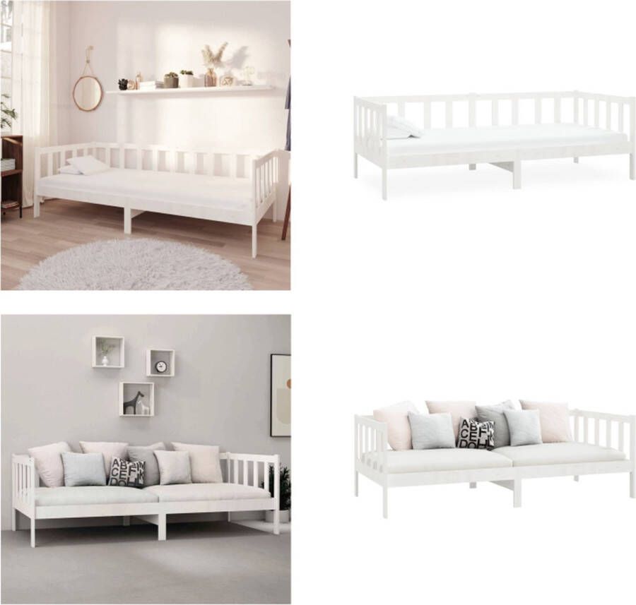 VidaXL Bedbank massief grenenhout wit 90x200 cm Bedbank Bedbanken Bed Bank Bed Banken