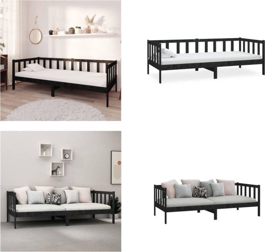 VidaXL Bedbank massief grenenhout zwart 90x200 cm Bedbank Bedbanken Bed Bank Bed Banken - Foto 2