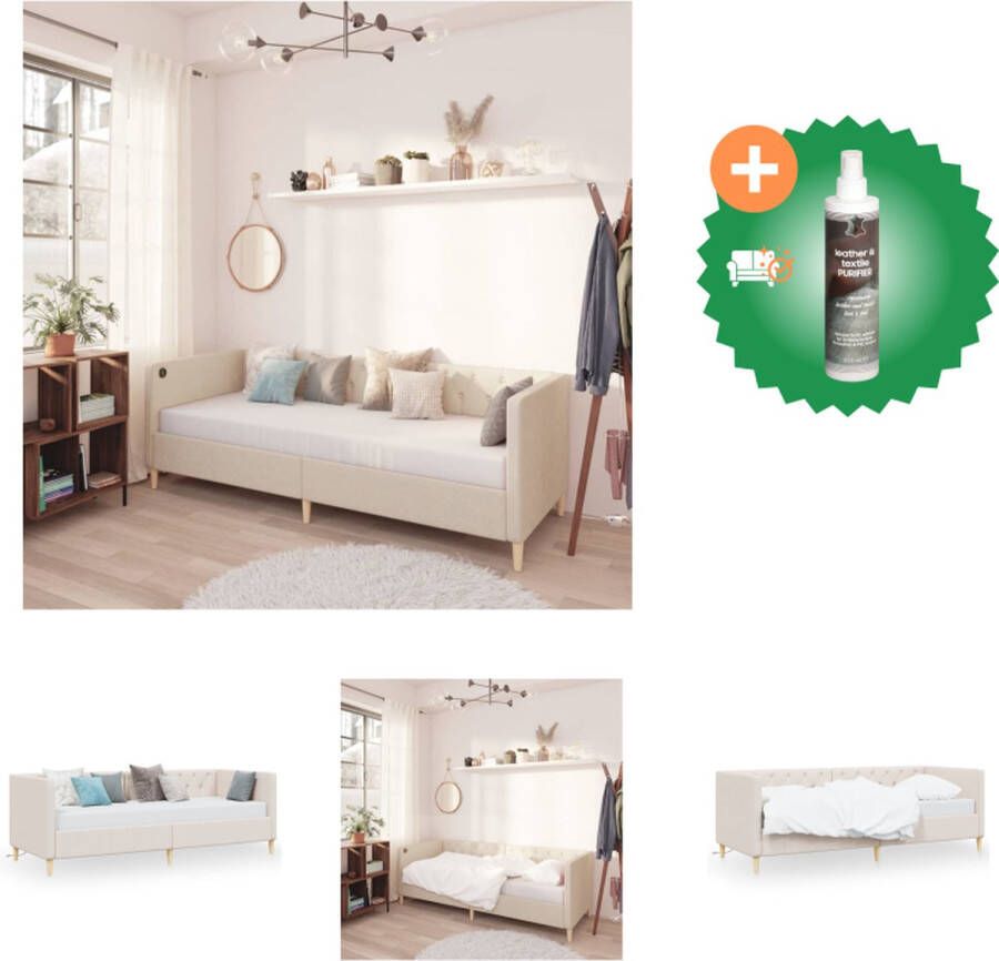 VidaXL Bedbank Multifunctioneel Crème 212x97x62cm Met USB-uitgangen Bed Inclusief Reiniger