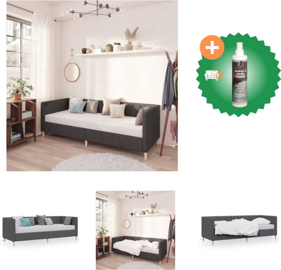 VidaXL Bedbank Multifunctioneel Donkergrijs 212 x 97 x 62 cm USB Matras niet inbegrepen Bed Inclusief Reiniger